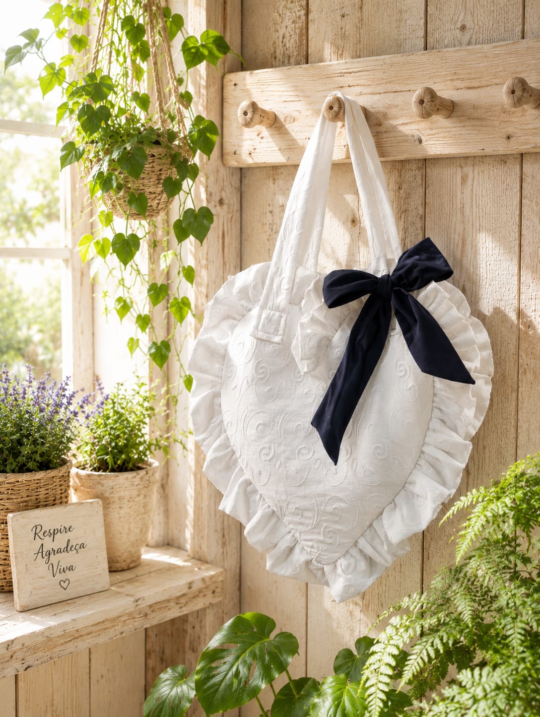 Kit Costura com Magia e Amor - Bolsa Coração com Folhos